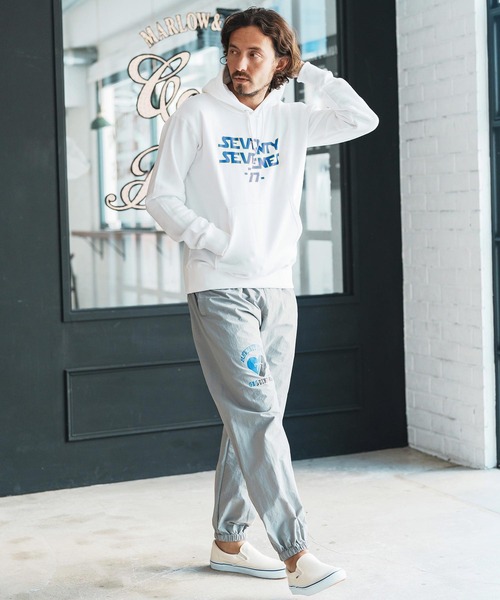 seventy seven(セブンティセブン)の「mpa3772-middle onz sweat P-O hoodie(77universe) パーカー(パーカー・メンズ・ホワイト/ブラック/アッシュ・S/M/L/XL)」の7枚目の写真