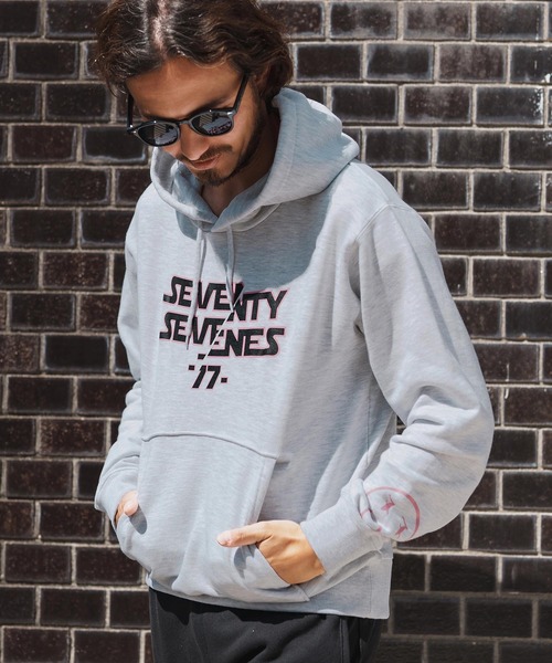 seventy seven(セブンティセブン)の「mpa3772-middle onz sweat P-O hoodie(77universe) パーカー(パーカー・メンズ・ホワイト/ブラック/アッシュ・S/M/L/XL)」の11枚目の写真