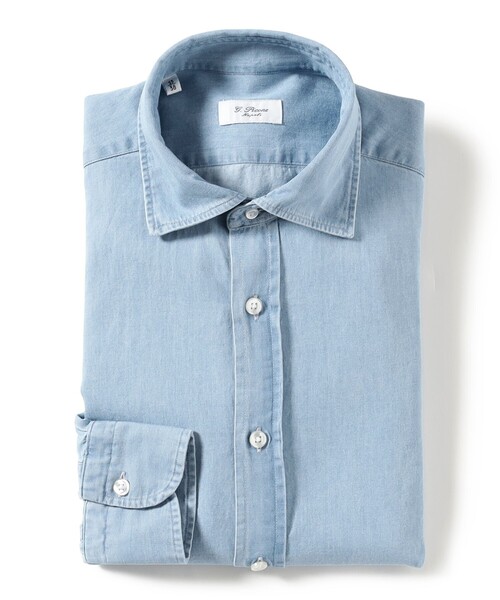 BRILLA per il gusto（ブリッラペルイルグースト）の「【別注】G.PICONE / デニム ワイドカラーシャツ（シャツ/ブラウス・メンズ・インディゴブルー/ライトブルー・39/37/38/40/41/42）」の3枚目の写真