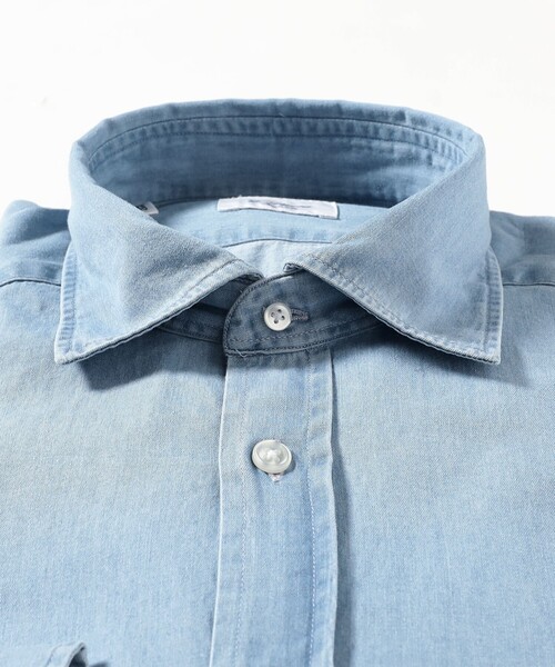 BRILLA per il gusto（ブリッラペルイルグースト）の「【別注】G.PICONE / デニム ワイドカラーシャツ（シャツ/ブラウス・メンズ・インディゴブルー/ライトブルー・39/37/38/40/41/42）」の4枚目の写真
