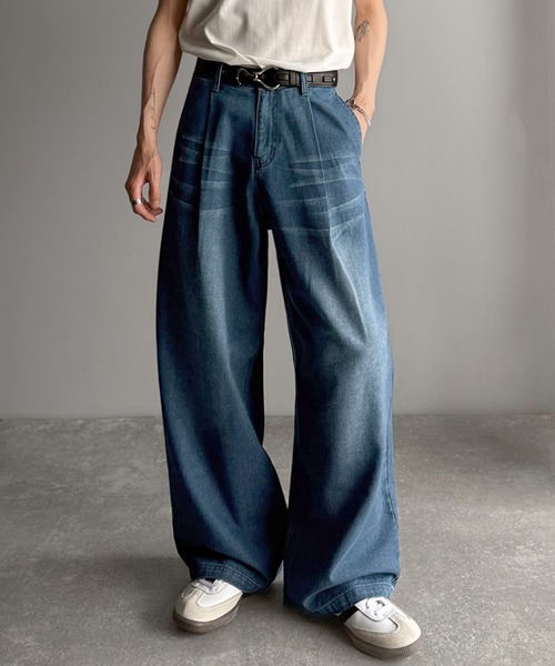 Classical Origin(クラシカルオリジン)の「ボタン付きストラップデザインワイドデニム/Buttoned Strap DesignWide Denim(デニムパンツ・メンズ・インディゴブルー/ブラック・SMALL/MEDIUM/LARGE)」の8枚目の写真