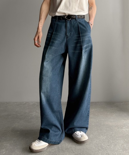 Classical Origin(クラシカルオリジン)の「ボタン付きストラップデザインワイドデニム/Buttoned Strap DesignWide Denim(デニムパンツ・メンズ・インディゴブルー/ブラック・SMALL/MEDIUM/LARGE)」の10枚目の写真