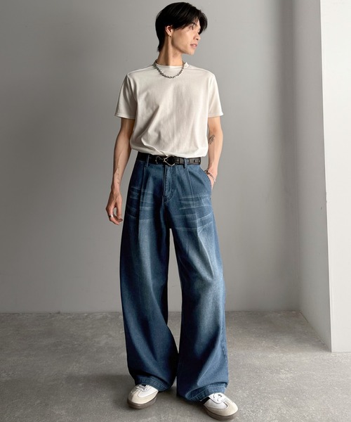 Classical Origin(クラシカルオリジン)の「ボタン付きストラップデザインワイドデニム/Buttoned Strap DesignWide Denim(デニムパンツ・メンズ・インディゴブルー/ブラック・SMALL/MEDIUM/LARGE)」の9枚目の写真