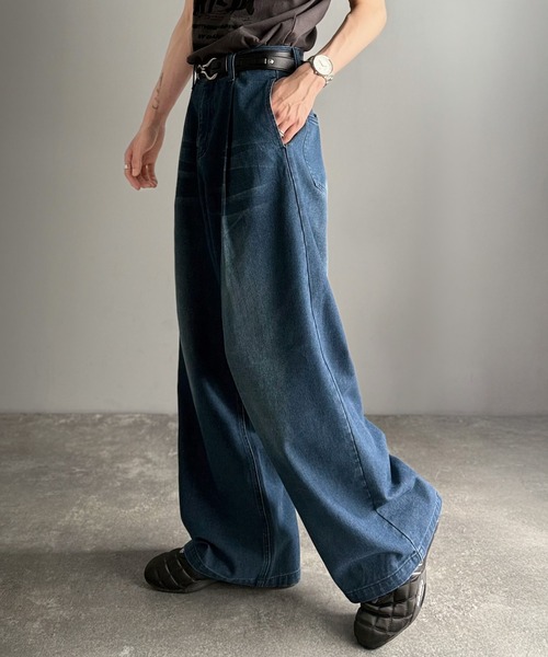 Classical Origin(クラシカルオリジン)の「ボタン付きストラップデザインワイドデニム/Buttoned Strap DesignWide Denim(デニムパンツ・メンズ・インディゴブルー/ブラック・SMALL/MEDIUM/LARGE)」の11枚目の写真