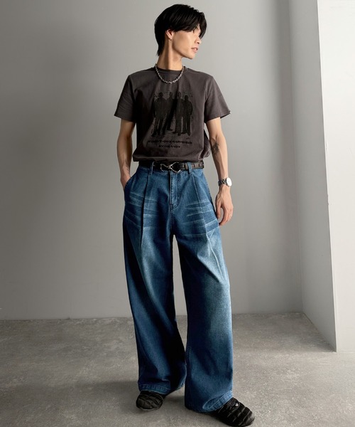 Classical Origin(クラシカルオリジン)の「ボタン付きストラップデザインワイドデニム/Buttoned Strap DesignWide Denim(デニムパンツ・メンズ・インディゴブルー/ブラック・SMALL/MEDIUM/LARGE)」の12枚目の写真