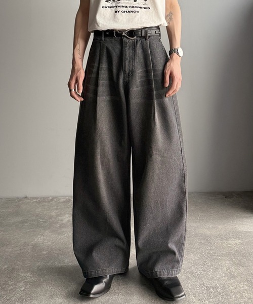 Classical Origin(クラシカルオリジン)の「ボタン付きストラップデザインワイドデニム/Buttoned Strap DesignWide Denim(デニムパンツ・メンズ・インディゴブルー/ブラック・SMALL/MEDIUM/LARGE)」の22枚目の写真