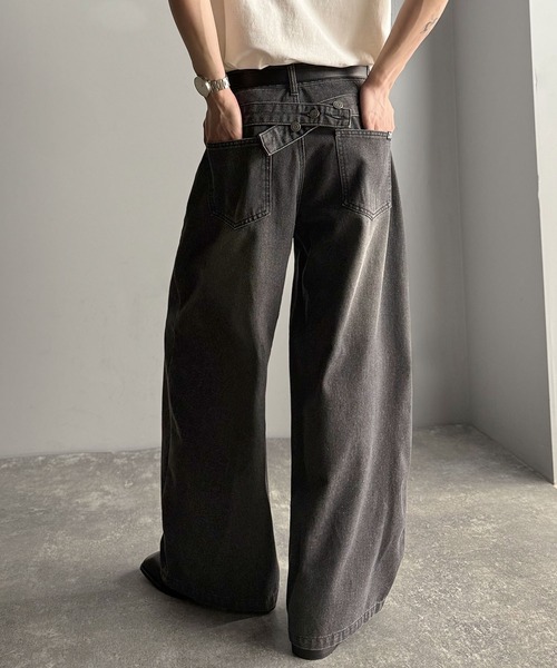 Classical Origin(クラシカルオリジン)の「ボタン付きストラップデザインワイドデニム/Buttoned Strap DesignWide Denim(デニムパンツ・メンズ・インディゴブルー/ブラック・SMALL/MEDIUM/LARGE)」の18枚目の写真