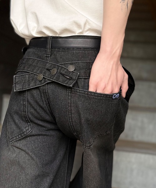 Classical Origin(クラシカルオリジン)の「ボタン付きストラップデザインワイドデニム/Buttoned Strap DesignWide Denim(デニムパンツ・メンズ・インディゴブルー/ブラック・SMALL/MEDIUM/LARGE)」の19枚目の写真