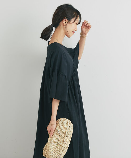 un dix cors（アンディコール）の「《一枚で華やか》袖フレアギャザーワンピース（ワンピース・レディース・ブラウン/ブラック・FREE）」の4枚目の写真