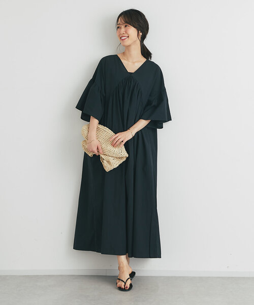 un dix cors（アンディコール）の「《一枚で華やか》袖フレアギャザーワンピース（ワンピース・レディース・ブラウン/ブラック・FREE）」の7枚目の写真