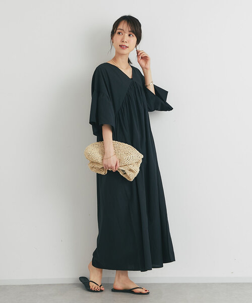 un dix cors（アンディコール）の「《一枚で華やか》袖フレアギャザーワンピース（ワンピース・レディース・ブラウン/ブラック・FREE）」の8枚目の写真