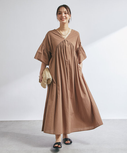 un dix cors（アンディコール）の「《一枚で華やか》袖フレアギャザーワンピース（ワンピース・レディース・ブラウン/ブラック・FREE）」の22枚目の写真
