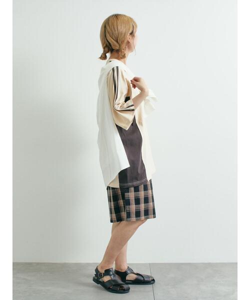 SM2（エスエムツー）の「配色ラインロゴプリントオーバーTシャツ（Tシャツ/カットソー・レディース・グレー/クリーム/ベージュ/ネイビー・F）」の14枚目の写真