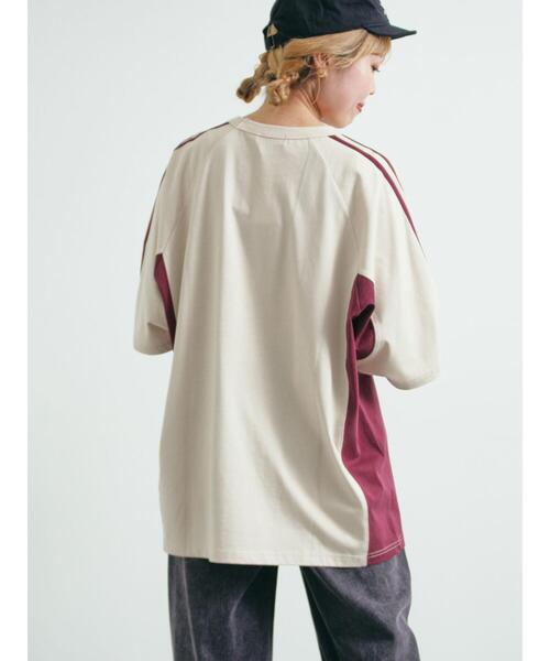 SM2（エスエムツー）の「配色ラインロゴプリントオーバーTシャツ（Tシャツ/カットソー・レディース・グレー/クリーム/ベージュ/ネイビー・F）」の20枚目の写真