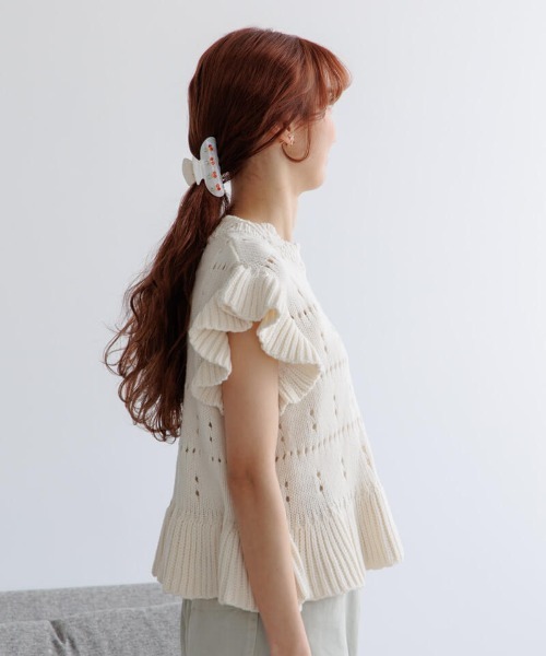 Web完売/flower/コットンフリルトップ