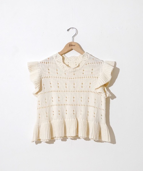 Web完売/flower/コットンフリルトップ