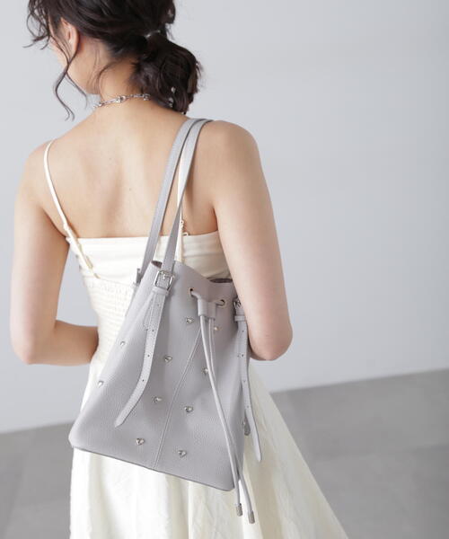 FREE'S MART（フリーズマート）の「ハートスタッズバッグ（トートバッグ・レディース・ブラック/グレー・ﾌﾘ-）」の2枚目の写真