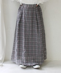 StyleSea（スタイルシー）の「チェック柄リネンフレアーロングスカート（スカート）」