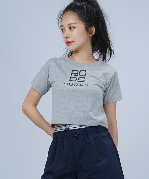DURAS(デュラス)の「ロゴクロップTシャツ(Tシャツ/カットソー・レディース・グレー/ブラック/ホワイト・SMALL/MEDIUM)」の3枚目の写真