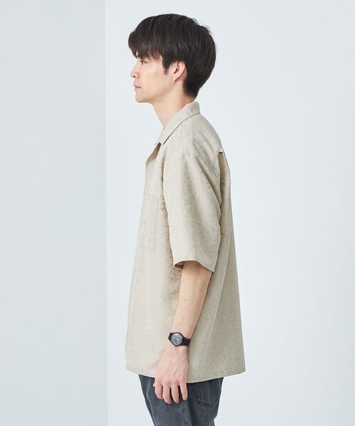 green label relaxing（グリーンレーベルリラクシング）の「リネンライク ジャカード 半袖 シャツ（シャツ/ブラウス・メンズ・ナチュラル/ブラウン系/ネイビー・L/M/S/XL）」の10枚目の写真