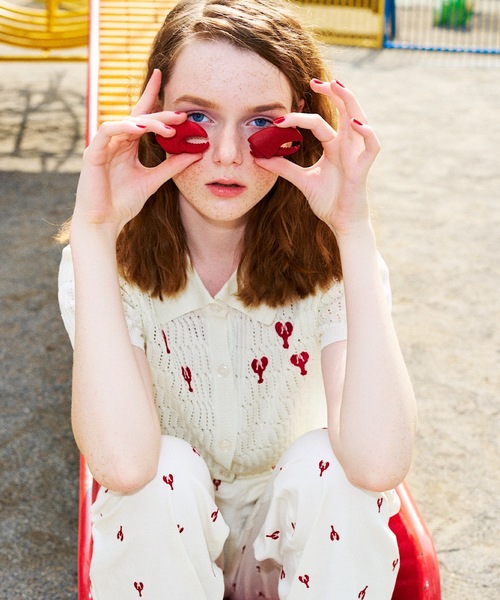 LOB(ロブ)の「ロブスター刺繍半袖ニット(ニット/セーター・レディース・ホワイト/ネイビー/グリーン・FREE)」の6枚目の写真