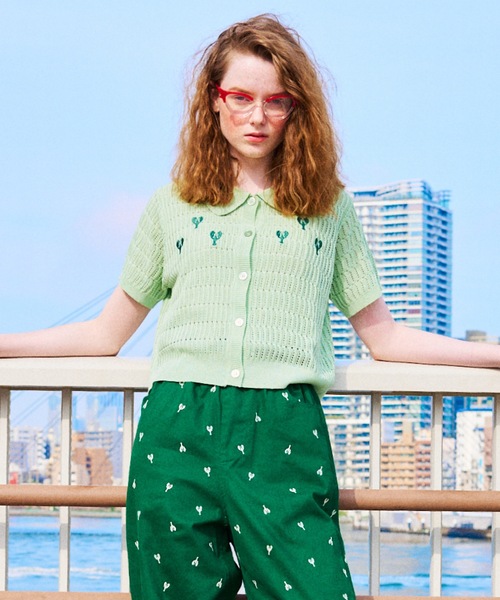 LOB(ロブ)の「ロブスター刺繍半袖ニット(ニット/セーター・レディース・ホワイト/ネイビー/グリーン・FREE)」の14枚目の写真
