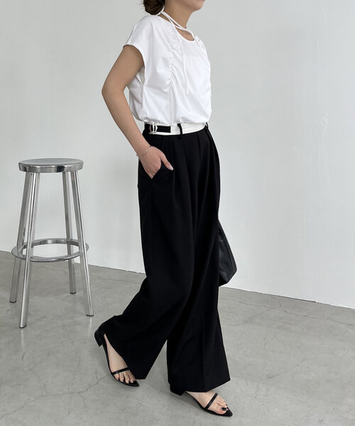 CAPRICIEUX LE'MAGE(カプリシューレマージュ)の「【待望の再入荷!】ギャザーフレンチTシャツ(Tシャツ/カットソー・レディース・ホワイト/ブラック/グレー・FREE)」の10枚目の写真