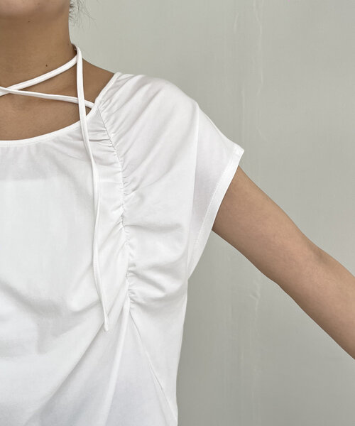 CAPRICIEUX LE'MAGE(カプリシューレマージュ)の「【待望の再入荷!】ギャザーフレンチTシャツ(Tシャツ/カットソー・レディース・ホワイト/ブラック/グレー・FREE)」の18枚目の写真