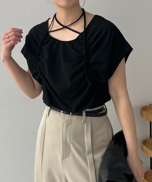 CAPRICIEUX LE'MAGE(カプリシューレマージュ)の「【待望の再入荷!】ギャザーフレンチTシャツ(Tシャツ/カットソー・レディース・ホワイト/ブラック/グレー・FREE)」の21枚目の写真
