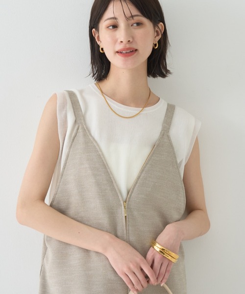 Rouge vif（ルージュヴィフ）の「【吸湿速乾】ドライタッチフロントジップサロペット（サロペット/オーバーオール・レディース・ブラック/ベージュ・フリー）」の3枚目の写真