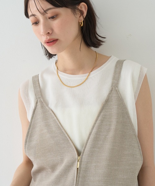 Rouge vif（ルージュヴィフ）の「【吸湿速乾】ドライタッチフロントジップサロペット（サロペット/オーバーオール・レディース・ブラック/ベージュ・フリー）」の5枚目の写真