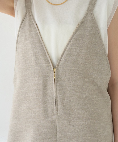 Rouge vif（ルージュヴィフ）の「【吸湿速乾】ドライタッチフロントジップサロペット（サロペット/オーバーオール・レディース・ブラック/ベージュ・フリー）」の6枚目の写真