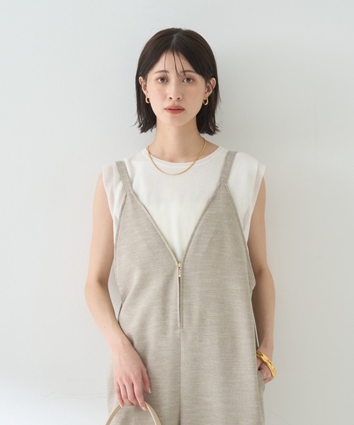 Rouge vif（ルージュヴィフ）の「【吸湿速乾】ドライタッチフロントジップサロペット（サロペット/オーバーオール・レディース・ブラック/ベージュ・フリー）」の16枚目の写真