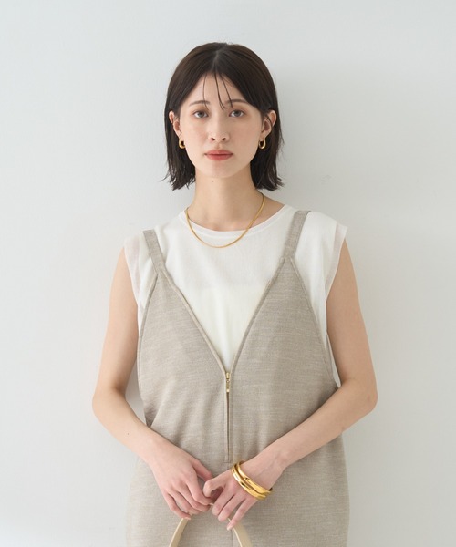 Rouge vif（ルージュヴィフ）の「【吸湿速乾】ドライタッチフロントジップサロペット（サロペット/オーバーオール・レディース・ブラック/ベージュ・フリー）」の17枚目の写真