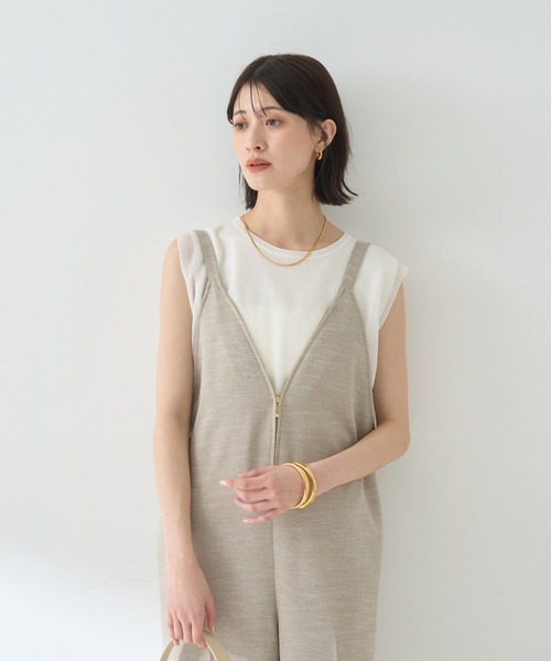 Rouge vif（ルージュヴィフ）の「【吸湿速乾】ドライタッチフロントジップサロペット（サロペット/オーバーオール・レディース・ブラック/ベージュ・フリー）」の18枚目の写真