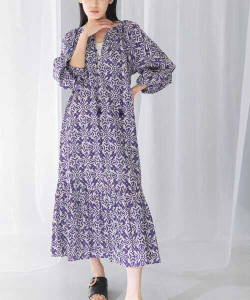 セール】sara mallika COTTON LUREX RIPPLE PRINT DRESS