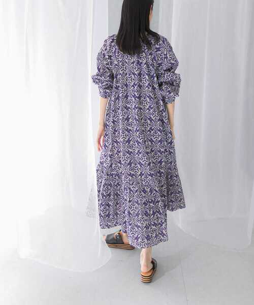 ワンピース FF COTTON DRESS セール】sara mallika COTTON LUREX RIPPLE PRINT DRESS