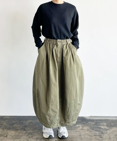 HARVESTY(ハーベスティ)の「HARVESTY / ハーベスティー CIRCUS SKIRT CHINO CLOTH (A22503) サーカススカート チノクロス(スカート・レディース・アイボリー/カーキ/オリーブ/ブラック・0/2/1)」の4枚目の写真