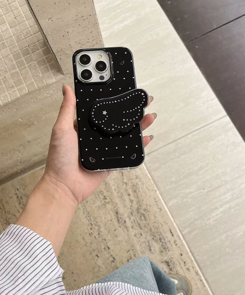 Port / ポート 】 ウィッシュコア 羽 グリップ付き ドット iPhone