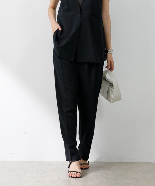 F by ROSSO（エフバイロッソ）の「F by ROSSO　リネンライクペプラムジレ+タックパンツ（セットアップ・レディース・ベージュ/ネイビー・36/38）」の5枚目の写真