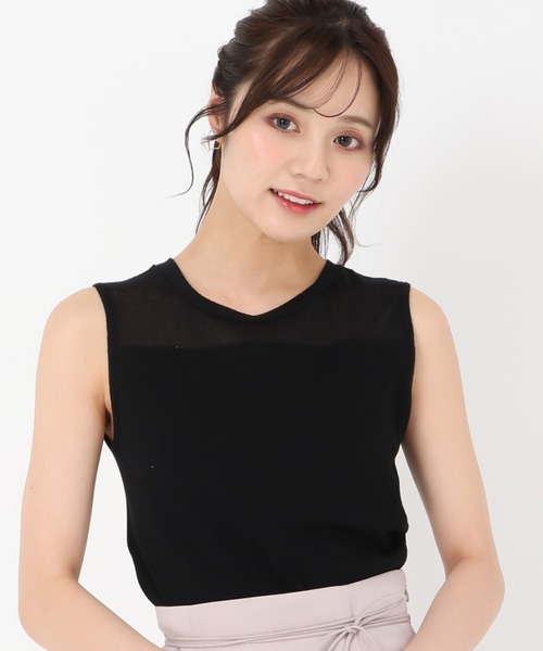 2025春夏新作 カップ付きシアー切替トップス（タンクトップ）｜31 Sons