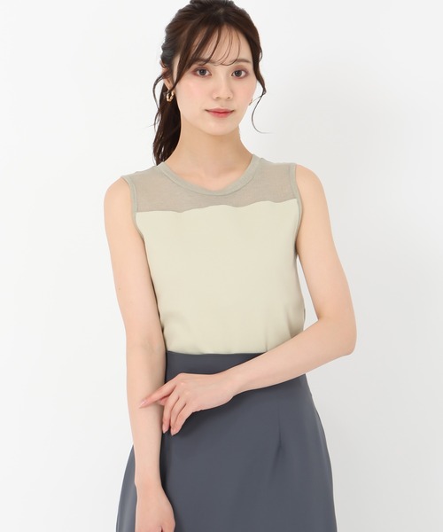 2025春夏新作 カップ付きシアー切替トップス（タンクトップ）｜31 Sons