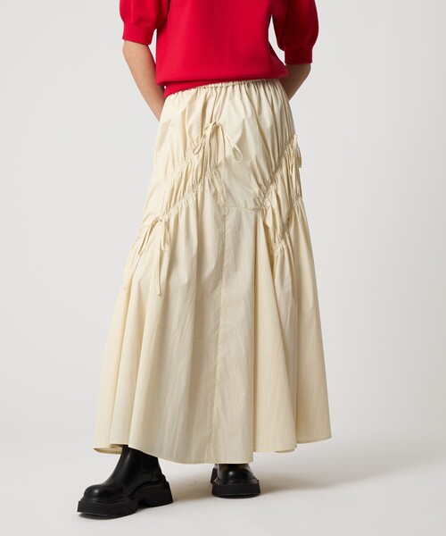 EMMEL REFINES(エメルリファインズ)の「<EMMEL REFINES>EM ランダムギャザー リボン スカート(スカート・レディース・オフホワイト/ブラック・S/M)」の12枚目の写真