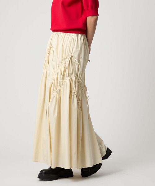 EMMEL REFINES(エメルリファインズ)の「<EMMEL REFINES>EM ランダムギャザー リボン スカート(スカート・レディース・オフホワイト/ブラック・S/M)」の13枚目の写真