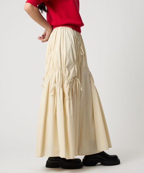 EMMEL REFINES(エメルリファインズ)の「<EMMEL REFINES>EM ランダムギャザー リボン スカート(スカート・レディース・オフホワイト/ブラック・S/M)」の15枚目の写真