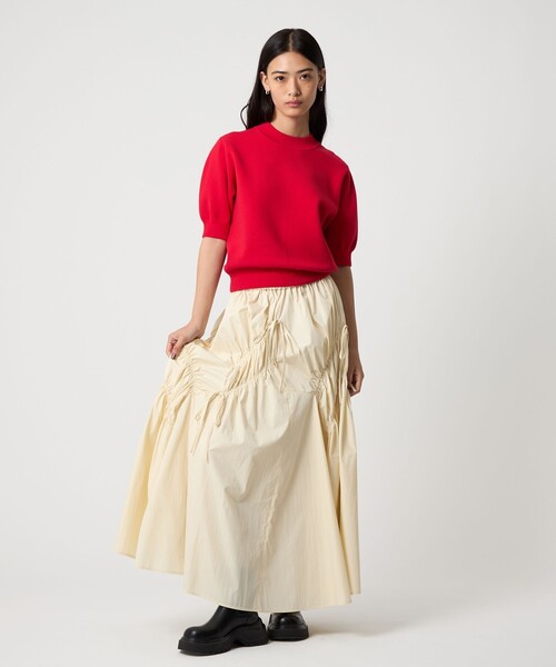 EMMEL REFINES(エメルリファインズ)の「<EMMEL REFINES>EM ランダムギャザー リボン スカート(スカート・レディース・オフホワイト/ブラック・S/M)」の17枚目の写真