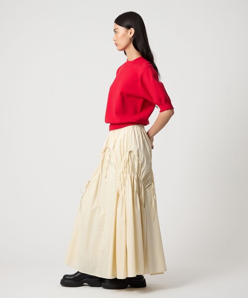 EMMEL REFINES(エメルリファインズ)の「<EMMEL REFINES>EM ランダムギャザー リボン スカート(スカート・レディース・オフホワイト/ブラック・S/M)」の18枚目の写真