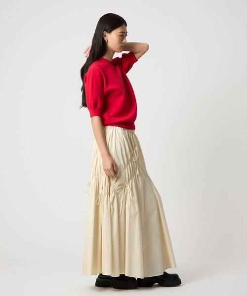 EMMEL REFINES(エメルリファインズ)の「<EMMEL REFINES>EM ランダムギャザー リボン スカート(スカート・レディース・オフホワイト/ブラック・S/M)」の20枚目の写真