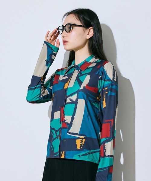 STUSSY(ステューシー)の「STUSSY/ステューシー Block Print Button Down (Wmns) 長袖シャツ 総柄(シャツ/ブラウス・レディース・マルチ・S)」の4枚目の写真