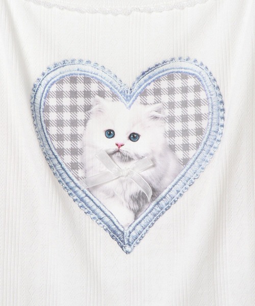 repipi armario（レピピ アルマリオ）の「【girly line】ニャンニャンハートキャミ（キャミソール・キッズ・ブラック/ホワイト/サックスブルー・SMALL/MEDIUM/LARGE）」の14枚目の写真